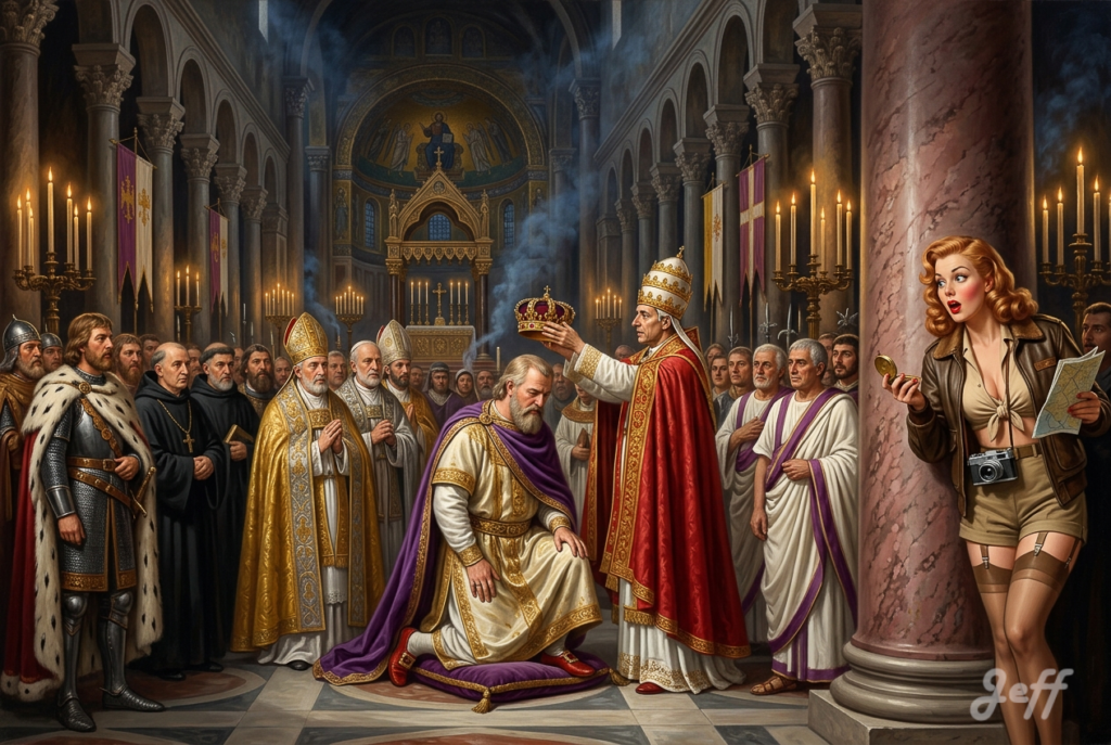 charlemagne, coronation, 800, pope_leo_iii, holy_roman_empire, saint_peter's_basilica, carolingian, medieval_europe