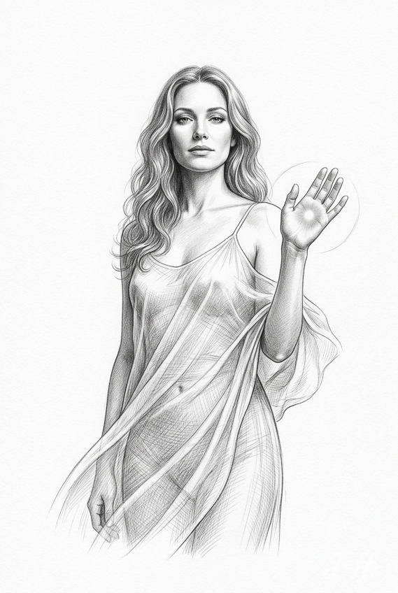 aslan-style, graphite, black-and-white, hyperrealist, glamour, mystic, sensual, portrait