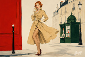 beige,pinup,pinupart,vintagepinup,glamourart,digitalart,aiart,marianne,frenchglamour,trenteglorieuses,parisianchic