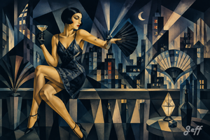 mosquito,pinup,pinupart,vintagepinup,glamourart,digitalart,aiart,artdeco,flapper,garconne,lempickastyle