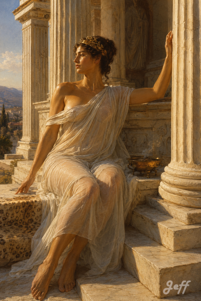 #aiart #aiartwork #aiartcommunity #pinupart #pinupgirl #digitalillustration #conceptart #antiquitypinup #greekgoddessart #togapinup #marblearchitecture #sensualpinupart #retropinup #digitalpainting #mediterraneanlight