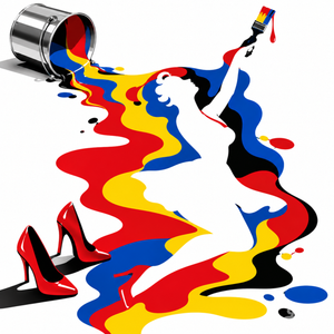 grabeverymarkerbrushorcrayonyouhaveandaddmorecolortotheworld,pinup,pinupart,vintagepinup,glamourart,digitalart,aiart,negativespace,minimalistart,silhouetteart,graphicdesign