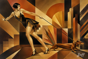 dachshund,pinup,pinupart,vintagepinup,glamourart,digitalart,aiart,artdeco,flapper,garconne,lempickastyle